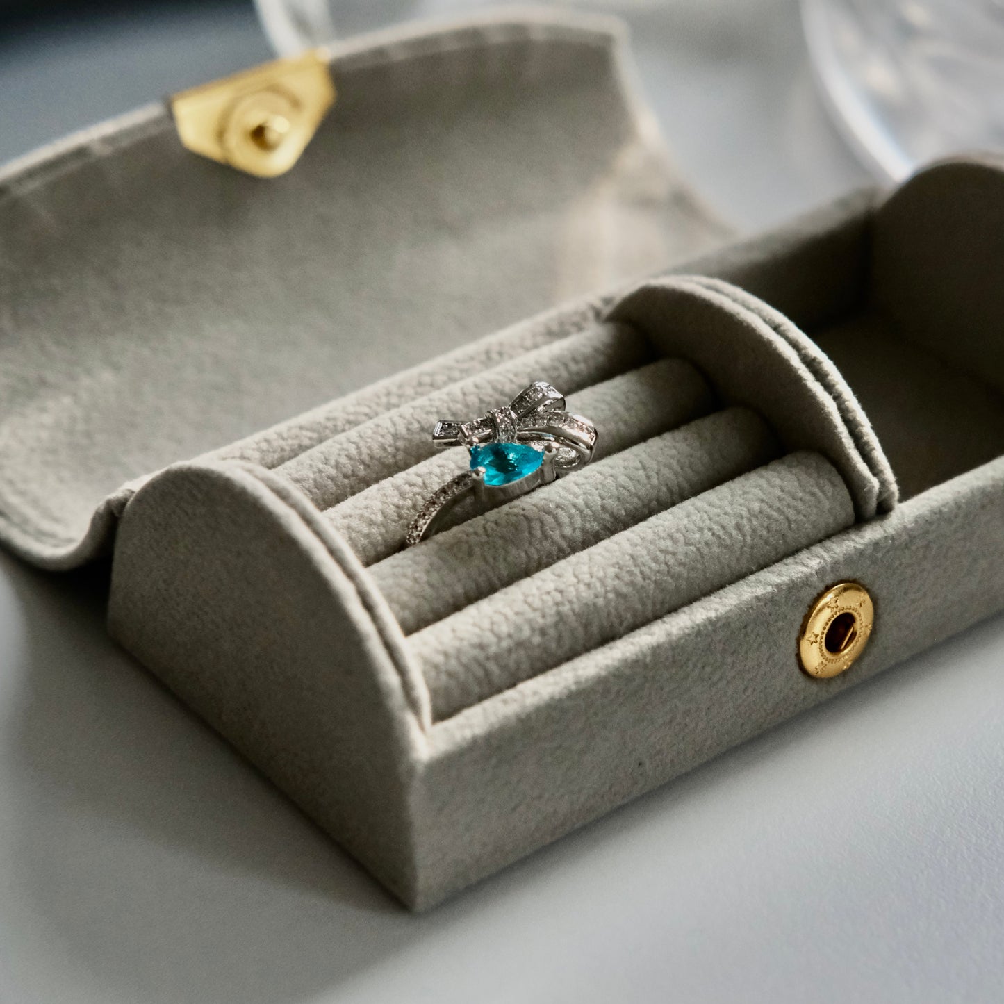 🩵 March: Blue Tears Bow Ring
