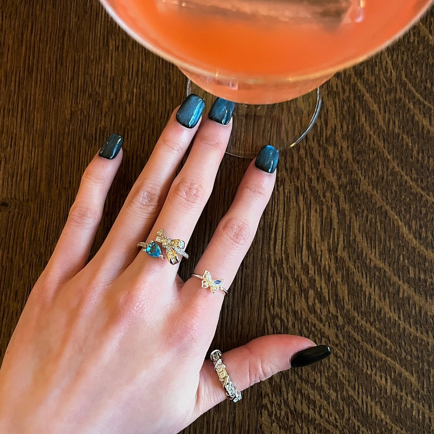 🩵 March: Blue Tears Bow Ring