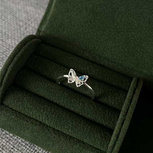 Mini Blue Butterfly Ring